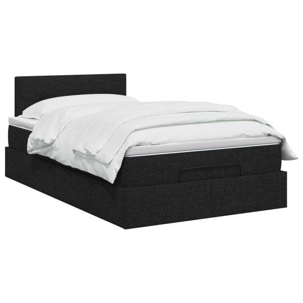 Ottoman Bett mit Matratze Schwarz 120 x 190 cm Stoff