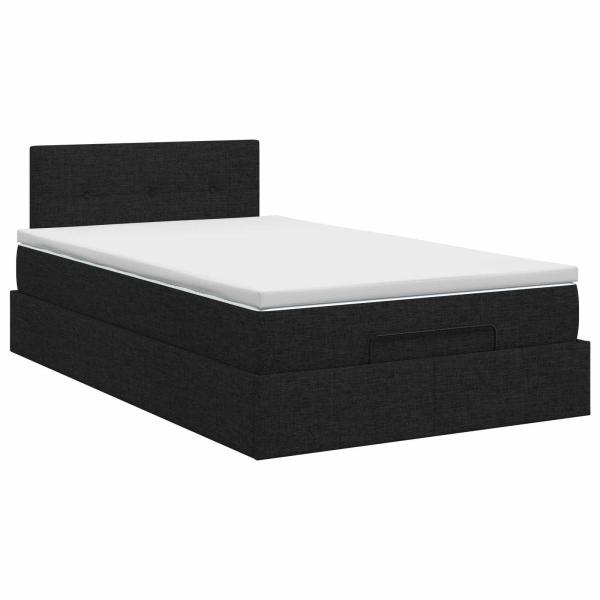 Ottoman Bett mit Matratze Schwarz 120 x 200 cm Stoff