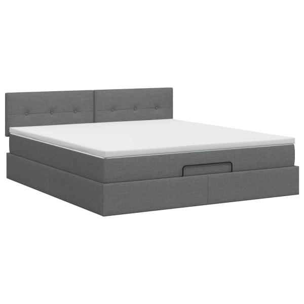 Ottoman Bett mit Matratze Dunkelgrau 140 x 190 cm Stoff