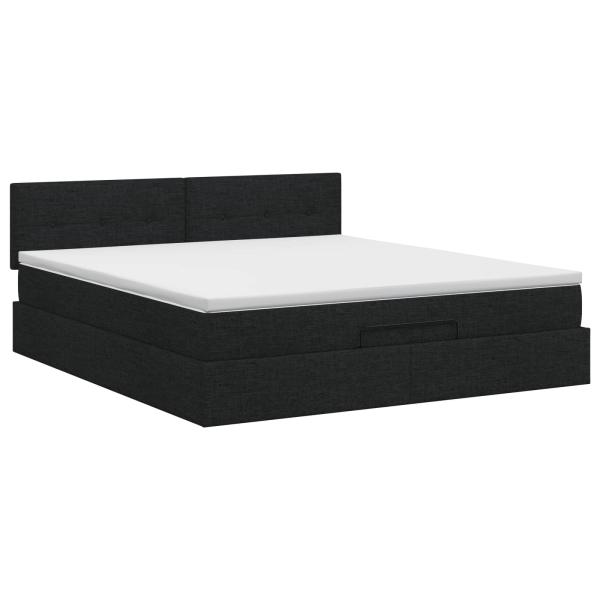 Ottoman Bett mit Matratze Schwarz 180 x 200 cm Stoff