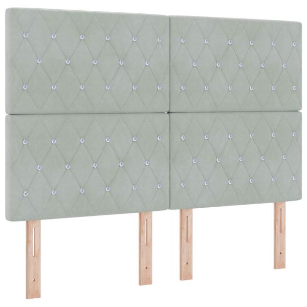 Ottoman Bett mit Matratze Hellgrau 140 x 190 cm Samt