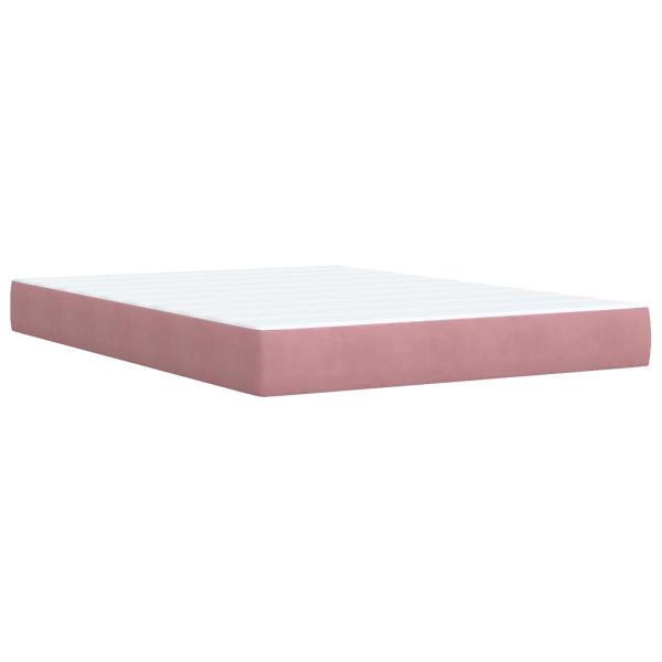 Ottoman Bett mit Matratze mit Kopfteil Rosa 140 x 200 cm Samt