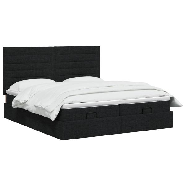 Ottoman Bett mit Matratze mit Kopfteil 2 stk. Schwarz Stoff