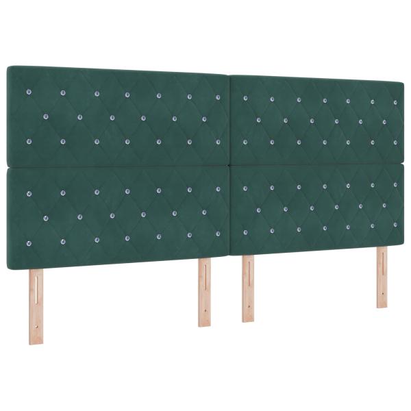 Ottoman Bett mit Matratze mit Kopfteil 2 stk. Dunkelgrün Samt
