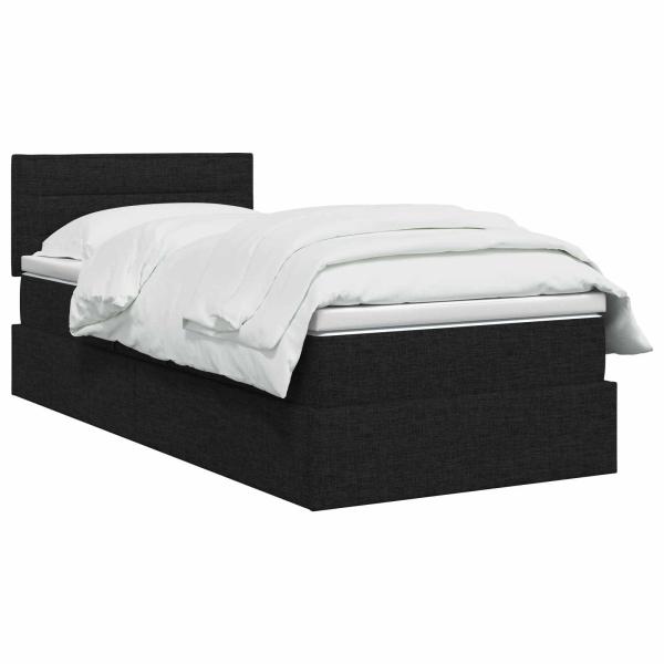Aufbewahrungsbett mit Matratze Schwarz 90 x 190 cm Samt