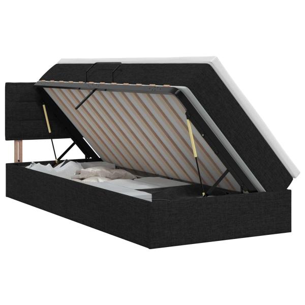 Aufbewahrungsbett mit Matratze Schwarz 90 x 200 cm Samt