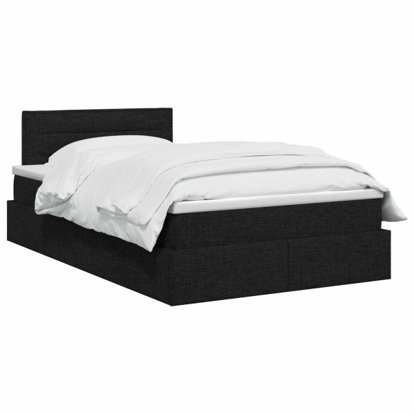 Aufbewahrungsbett mit Matratze Schwarz 120 x 200 cm Samt