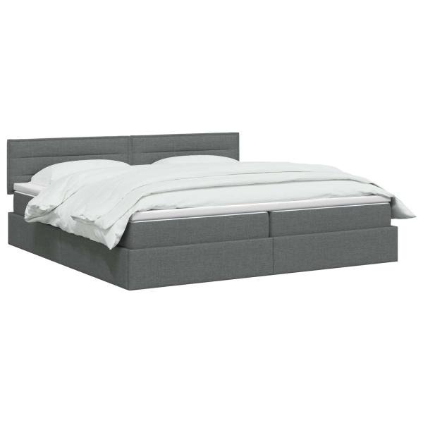 Aufbewahrungsbett mit Matratze Dunkelgrau 200 x 200 cm Samt