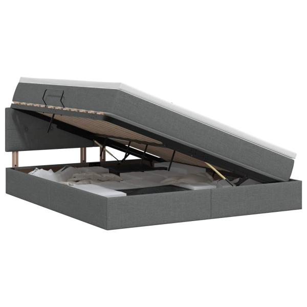 Aufbewahrungsbett mit Matratze Dunkelgrau 140 x 190 cm Samt