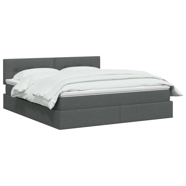 Aufbewahrungsbett mit Matratze Dunkelgrau 140 x 190 cm Samt
