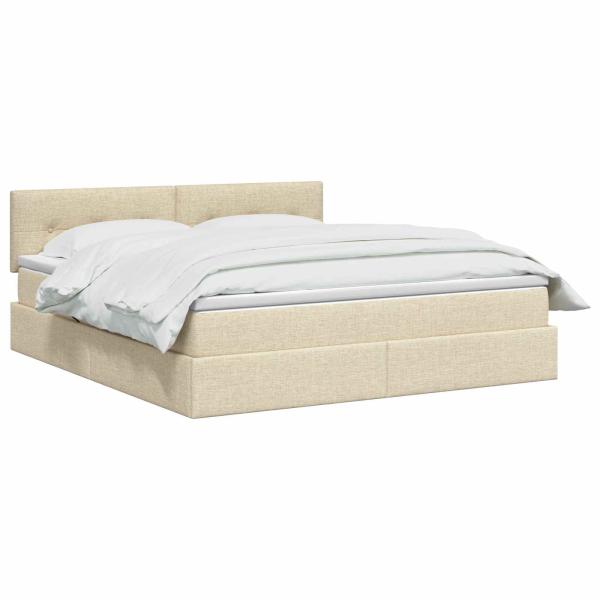 Aufbewahrungsbett mit Matratze Creme 140 x 200 cm Samt