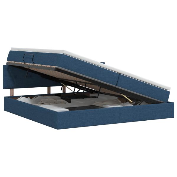 Aufbewahrungsbett mit Matratze Blau 200 x 200 cm Samt