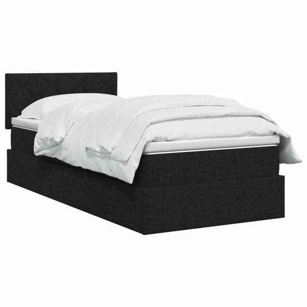 Aufbewahrungsbett mit Matratze Schwarz 90 x 190 cm Samt