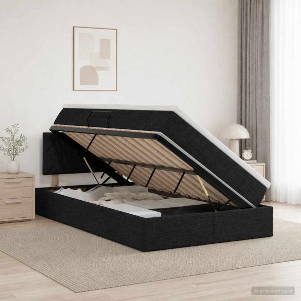 ARDEBO.de - Aufbewahrungsbett mit Matratze Schwarz 120 x 200 cm Samt