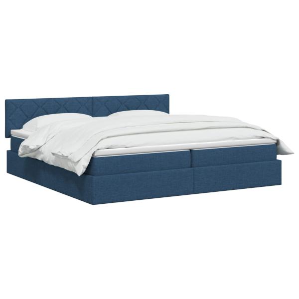 Aufbewahrungsbett mit Matratze Blau 200 x 200 cm Samt