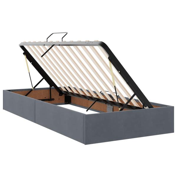 Aufbewahrungsbett mit Kopfteil Dunkelgrau 90 x 190 cm Samt