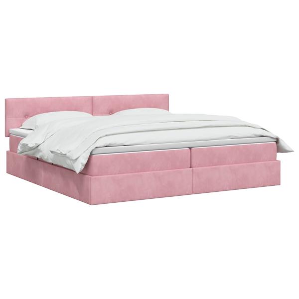 Aufbewahrungsbett mit Kopfteil Rosa 200 x 200 cm Samt