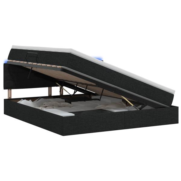 LED-Speicherbett mit Matratze Schwarz 140 x 200 cm Stoff