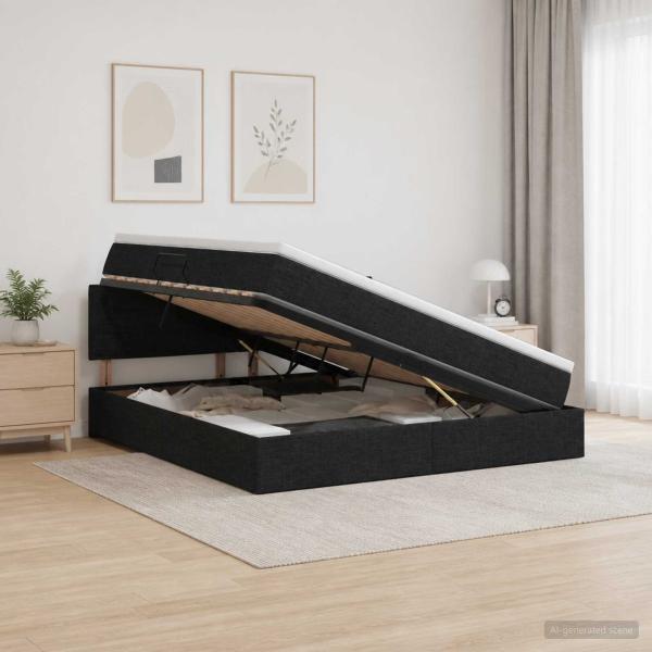 ARDEBO.de - LED-Speicherbett mit Matratze Schwarz 180 x 200 cm Stoff