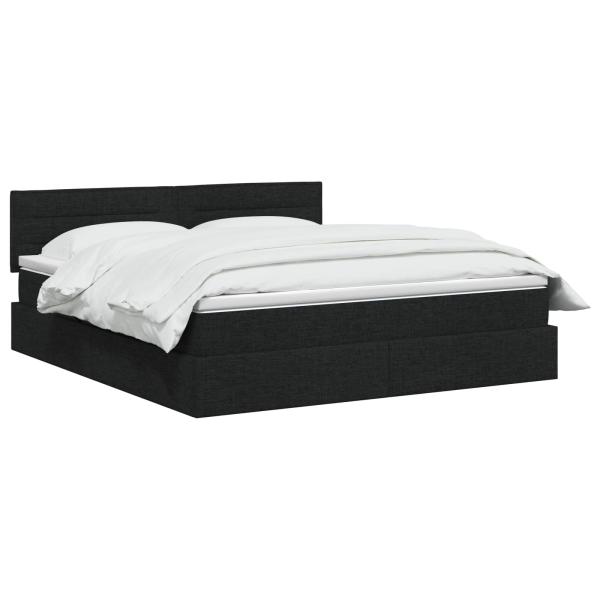 LED-Speicherbett mit Matratze Schwarz 180 x 200 cm Stoff
