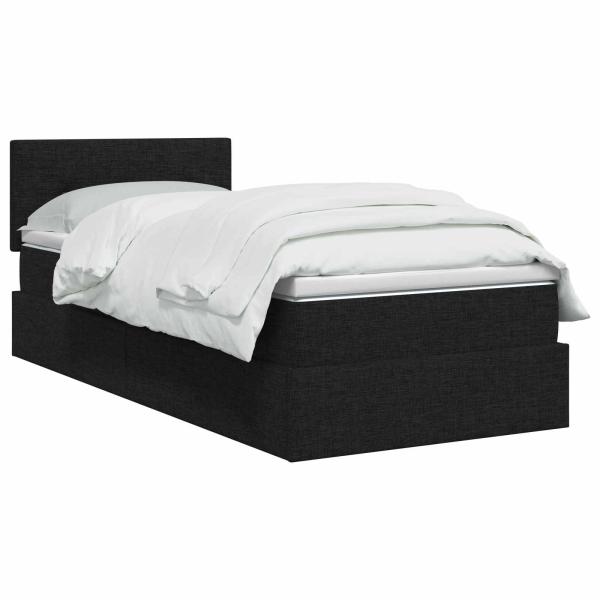 LED-Speicherbett mit Matratze Schwarz 90 x 200 cm Stoff