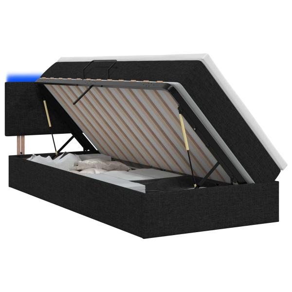 LED-Speicherbett mit Matratze Schwarz 100 x 200 cm Stoff
