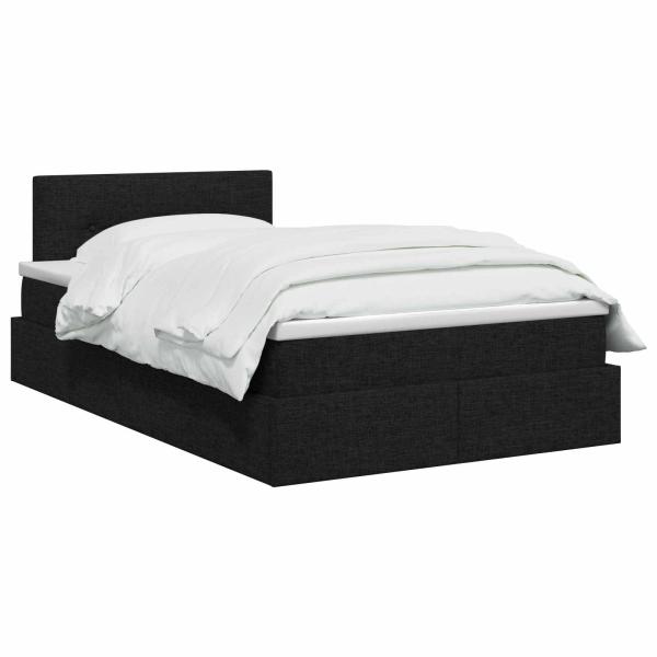LED-Speicherbett mit Matratze Schwarz 120 x 200 cm Stoff