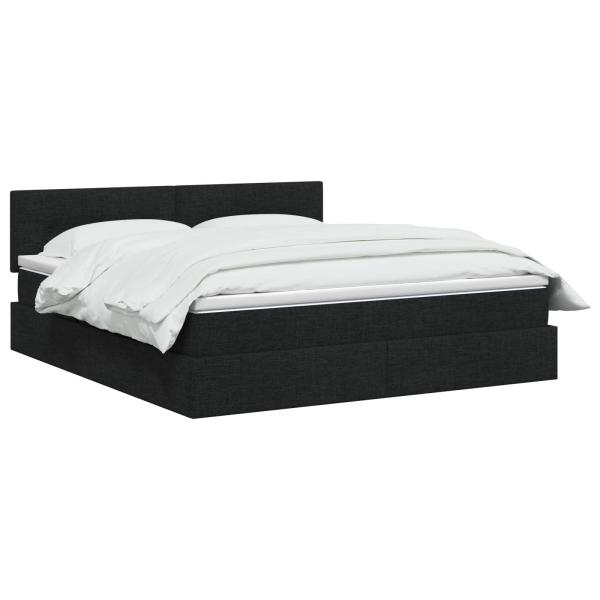 LED-Speicherbett mit Matratze Schwarz 180 x 200 cm Stoff