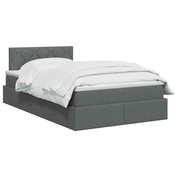 LED-Speicherbett mit Matratze Dunkelgrau 120 x 200 cm Stoff
