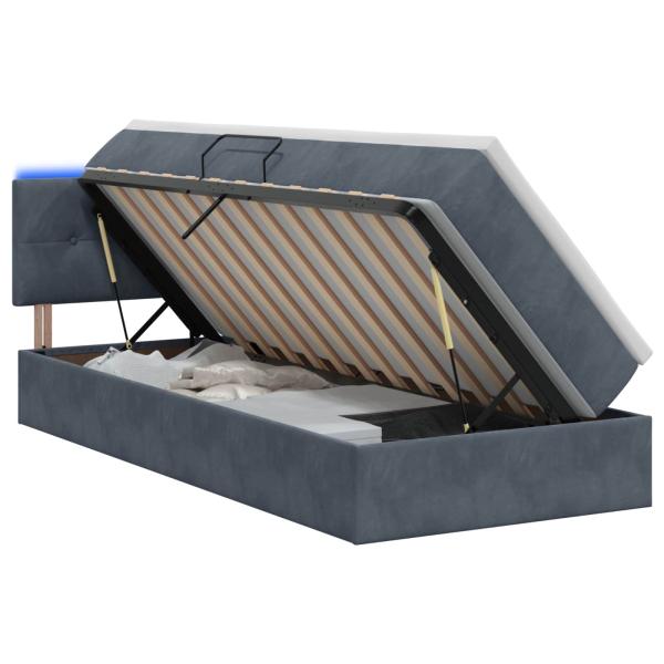 ARDEBO.de - LED-Speicherbett mit Matratze Dunkelgrau 100 x 200 cm Samt