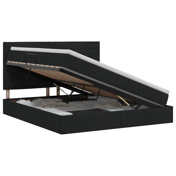 Aufbewahrungsbett mit Matratze Schwarz 140 x 190 cm Stoff