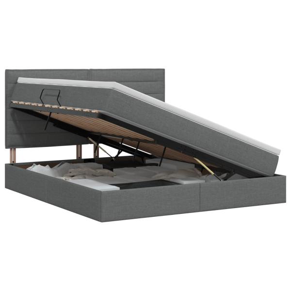 Aufbewahrungsbett mit Matratze Dunkelgrau 160 x 200 cm Stoff