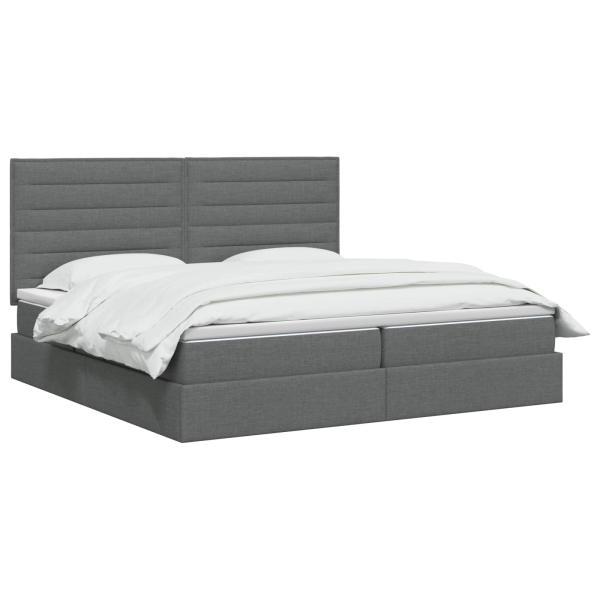 Aufbewahrungsbett mit Matratze Dunkelgrau 200 x 200 cm Stoff