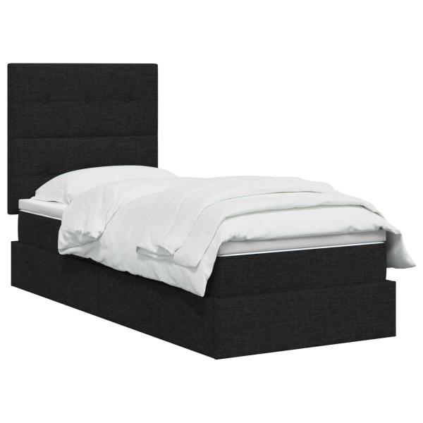 Aufbewahrungsbett mit Matratze Schwarz 90 x 190 cm Stoff