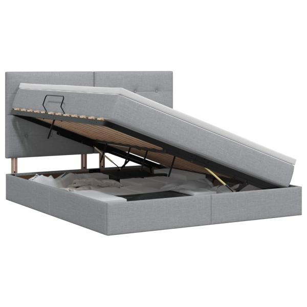 Aufbewahrungsbett mit Matratze Hellgrau 140 x 190 cm Stoff