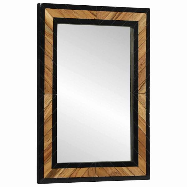 ARDEBO.de - Wandspiegel Schwarz und Braun 70 x 2 x 70 cm Massivholz Akazie