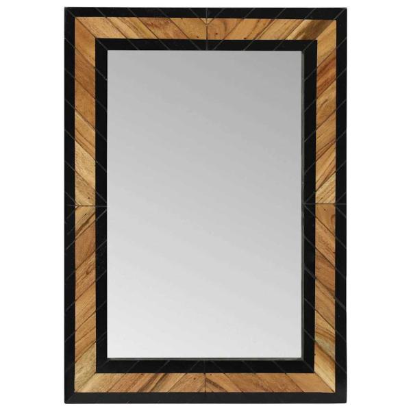 Wandspiegel Schwarz und Braun 70 x 2 x 70 cm Massivholz Akazie