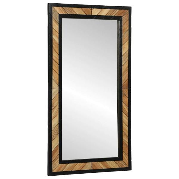 ARDEBO.de - Wandspiegel Schwarz und Braun 50 x 2 x 90 cm Massivholz Akazie