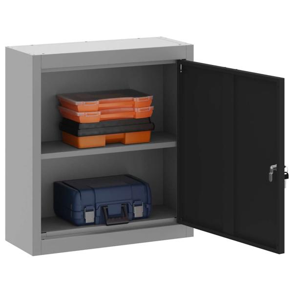 Werkzeugschrank Schwarz und Grau 50 x 20 x 55 cm Stahl