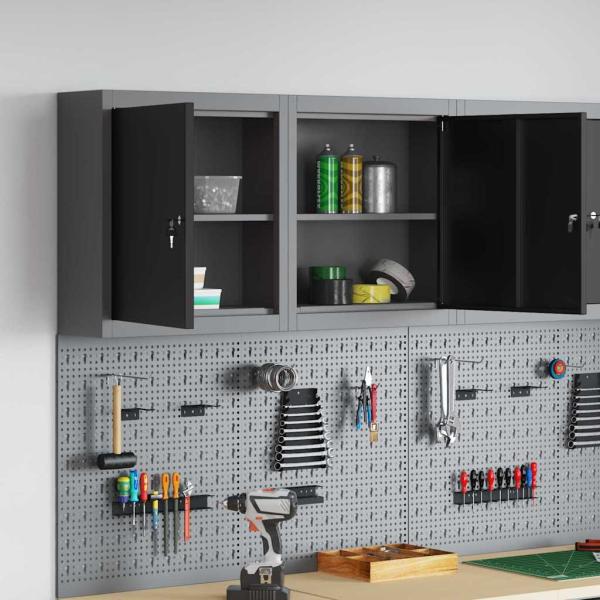 Werkzeugschrank Schwarz und Grau 50 x 20 x 55 cm Stahl
