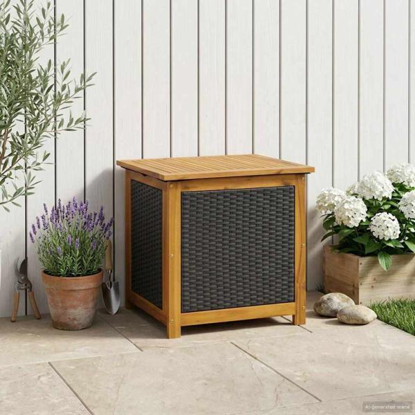 ARDEBO.de - Gartenlagerbox 88 L Massivholz Akazie 60 x 50 x 56 cm Schwarz