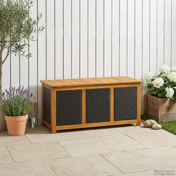 ARDEBO.de - Gartenlagerbox 185 L Massivholz Akazie 113 x 50 x 56 cm Schwarz