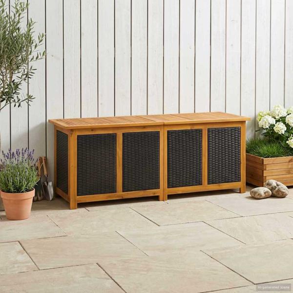 ARDEBO.de - Gartenlagerbox 243 L Massivholz Akazie 150 x 50 x 56 cm Schwarz
