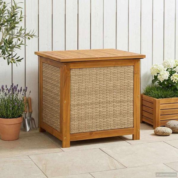 ARDEBO.de - Gartenlagerbox 185 L Massivholz Akazie 60 x 50 x 56 cm Beige