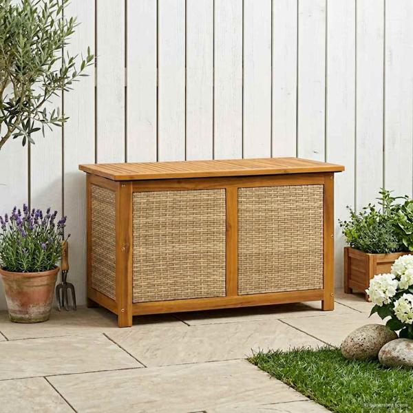 ARDEBO.de - Gartenlagerbox 141 L Massivholz Akazie 90 x 50 x 56 cm Beige