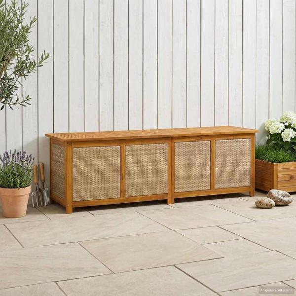 ARDEBO.de - Gartenlagerbox 185 L Massivholz Akazie 200 x 50 x 56 cm Beige
