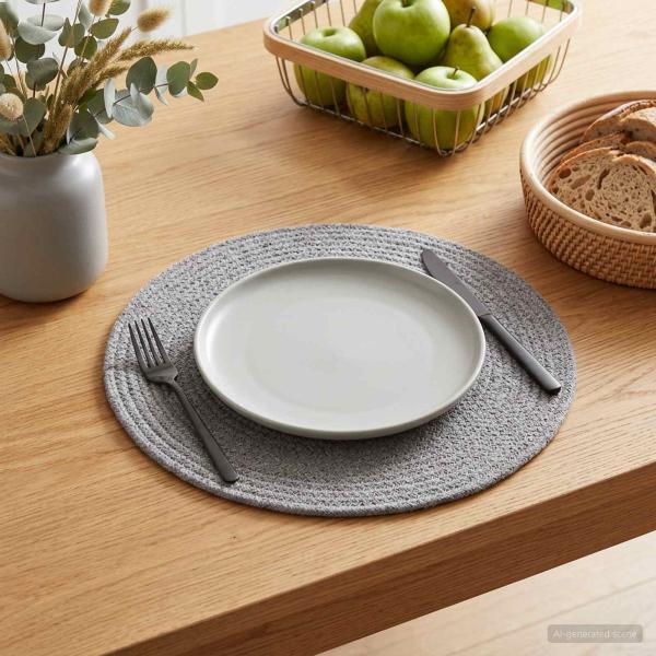 ARDEBO.de - Jute-Untersetzer 4 stk. Grau 100% Tossa-Jute