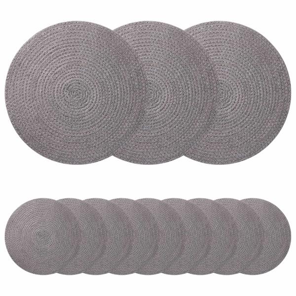 ARDEBO.de - Jute-Untersetzer 12 Stk. Grau 100% Tossa-Jute