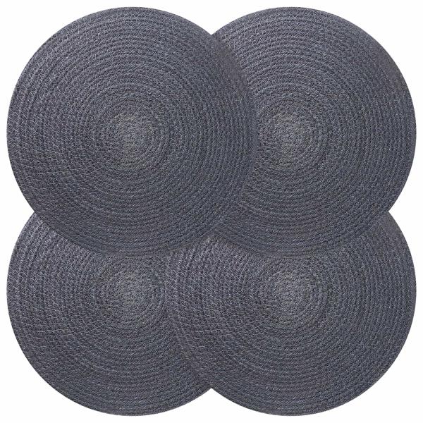ARDEBO.de - Jute-Untersetzer 4 Stk. Dunkelgrau 100% Tossa-Jute