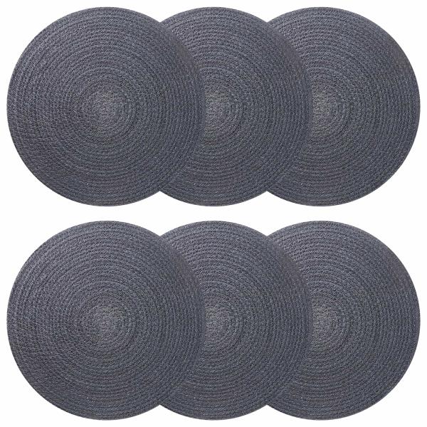 ARDEBO.de - Jute-Untersetzer 6 Stk. Dunkelgrau 100% Tossa-Jute